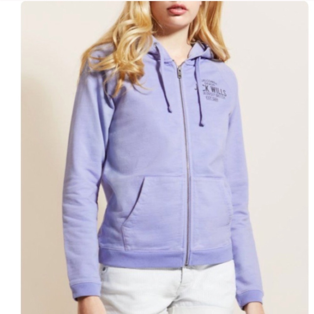 Jack Wills Full Zip Hoodie Sweatshirt in Hydrangea Lavender Lilac
